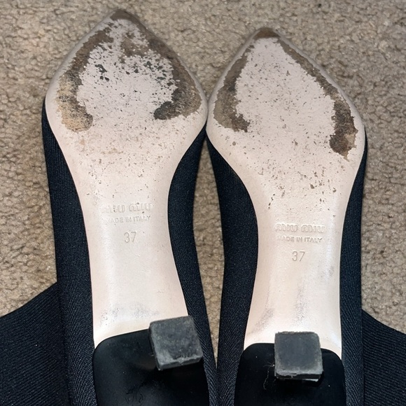 Miu Miu Black Sock Boots Pointed Toe Bootie Black Nero Cromo 37 / 7 - Picture 9 of 13